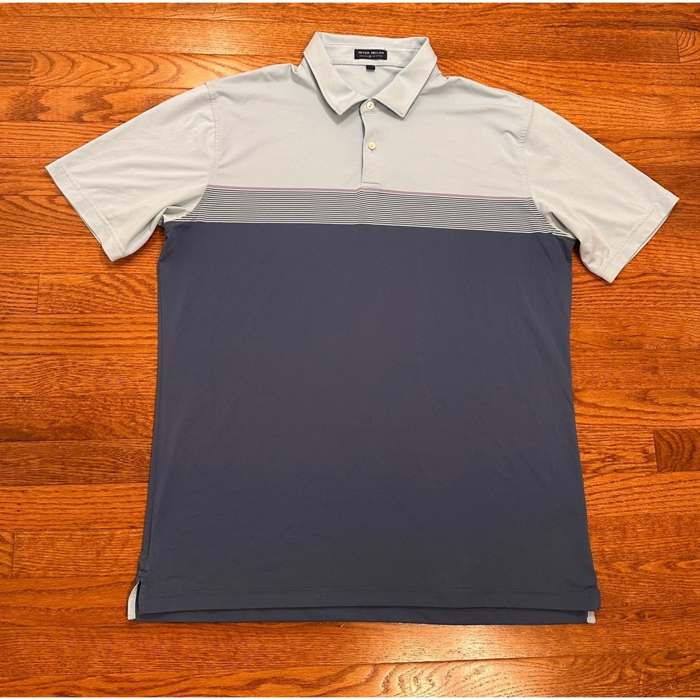 Peter Millar Crown Crafted Golf Polo Shirt Mens XL Colorblock Stripe Performance